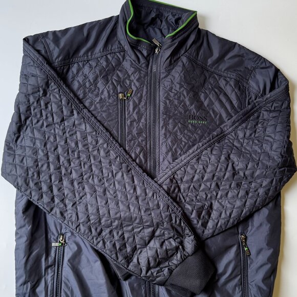 BOSS Men’s Lightweight Quilted Bomber Jacket Coat Sz XL – Navy Blue - Picture 1 of 12
